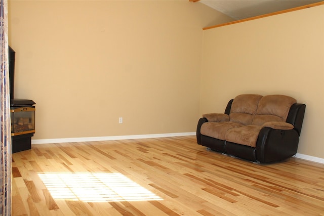 15 Sully Rd, Plains, MT 59859 - living area with light wood-style floors, vaulted ceiling, and baseboards