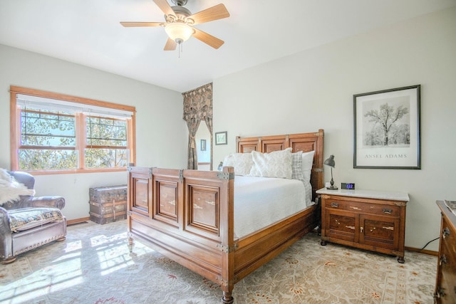 bedroom featuring ceiling fan