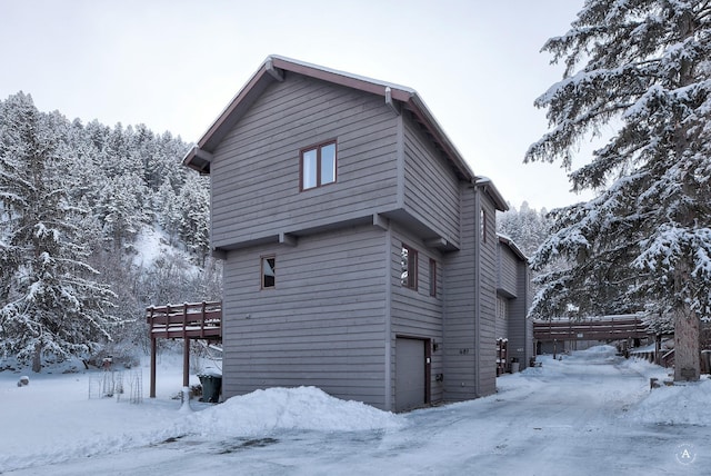 view of snow covered exterior