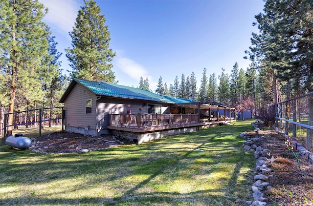 view of yard featuring a deck