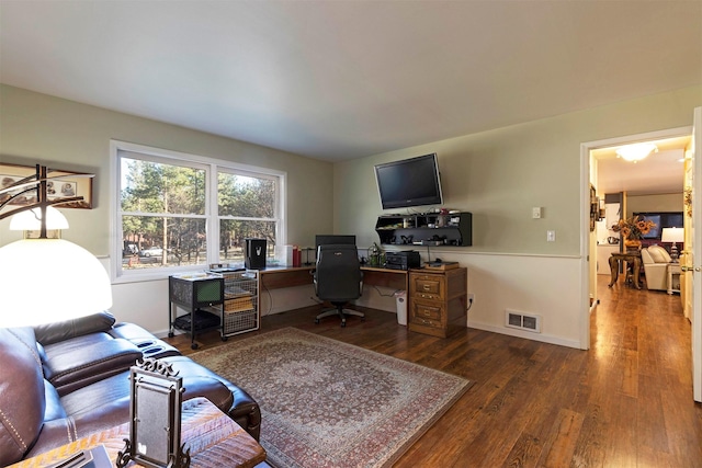 office featuring dark hardwood / wood-style flooring