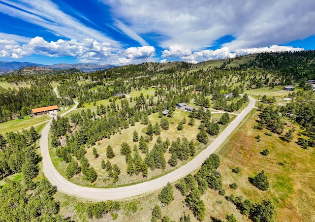 aerial view with a mountain view