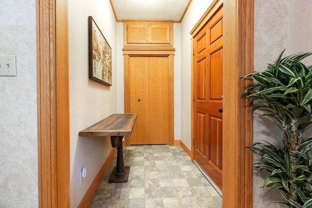 hallway with ornamental molding