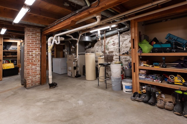 basement with heating unit