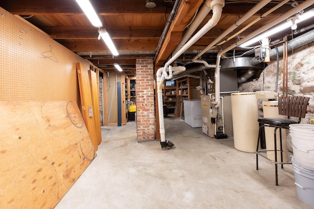 basement with heating unit