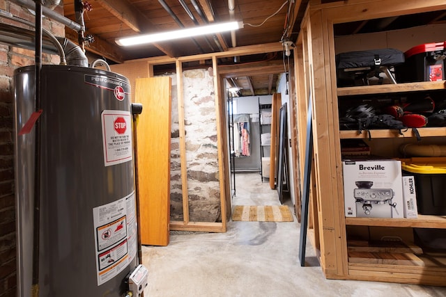 basement with water heater