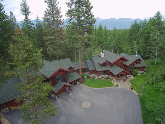 aerial view featuring a mountain view