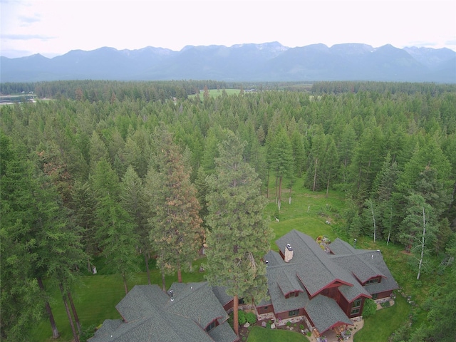 drone / aerial view with a mountain view