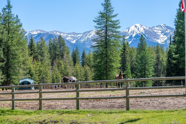 view of mountain feature with a rural view