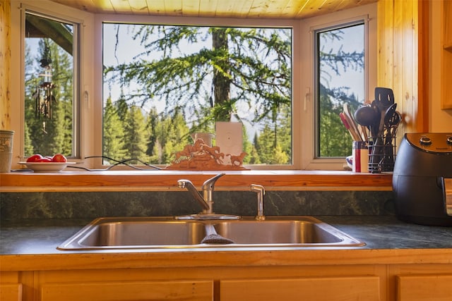 kitchen featuring sink and wooden ceiling