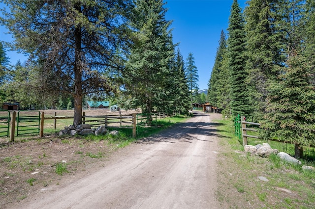 view of street featuring a rural view