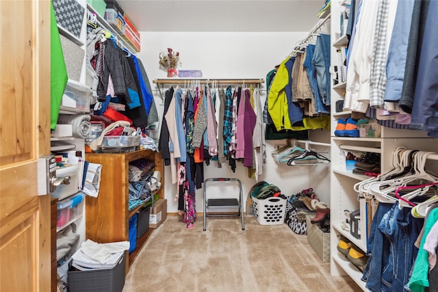 walk in closet with carpet