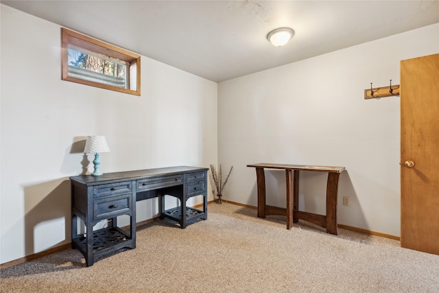 office area with light colored carpet