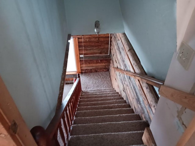 staircase with carpet flooring