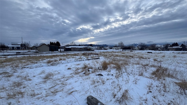 view of yard covered in snow