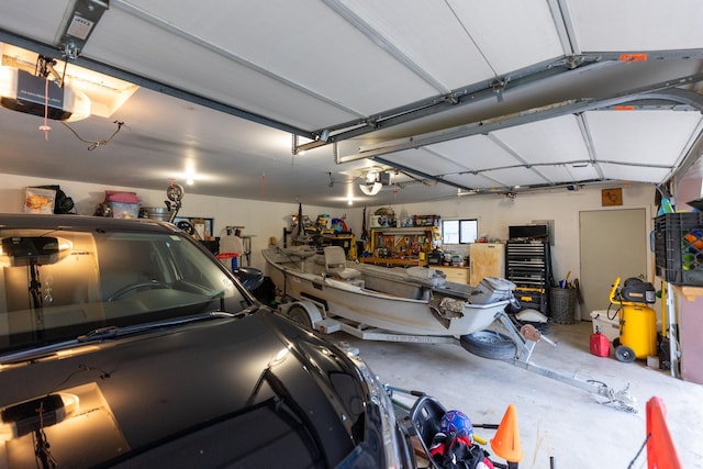 garage with a garage door opener