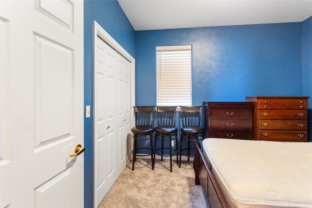 carpeted bedroom with a closet