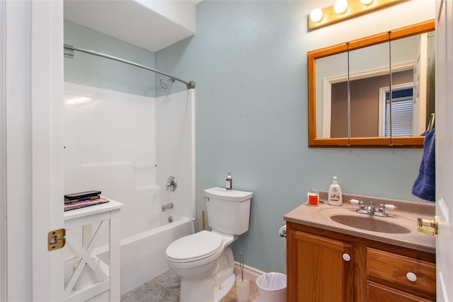 129 Red Mountain Vw, Butte, MT 59701 - full bathroom with toilet, vanity, baseboards, washtub / shower combination, and tile patterned floors