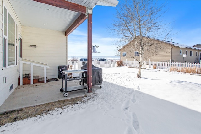 view of yard covered in snow