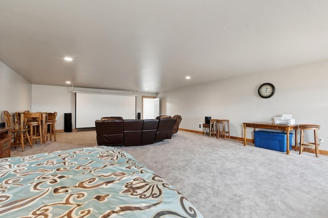 living room with light carpet