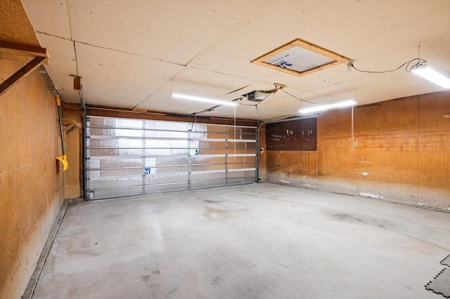 garage with a garage door opener