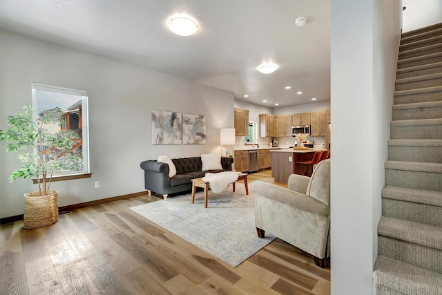 living room featuring light hardwood / wood-style floors