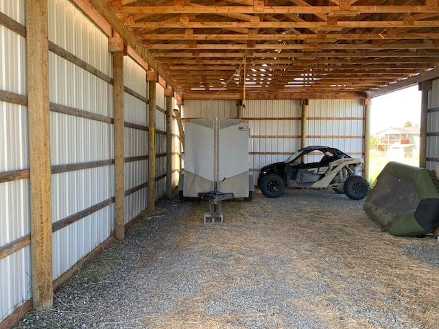 garage featuring metal wall