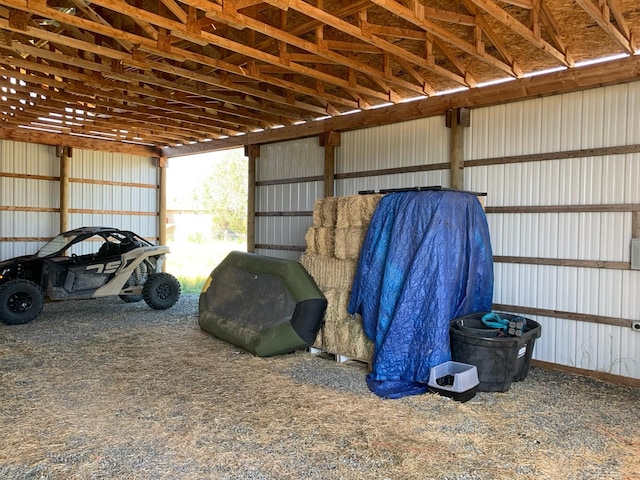 garage featuring metal wall