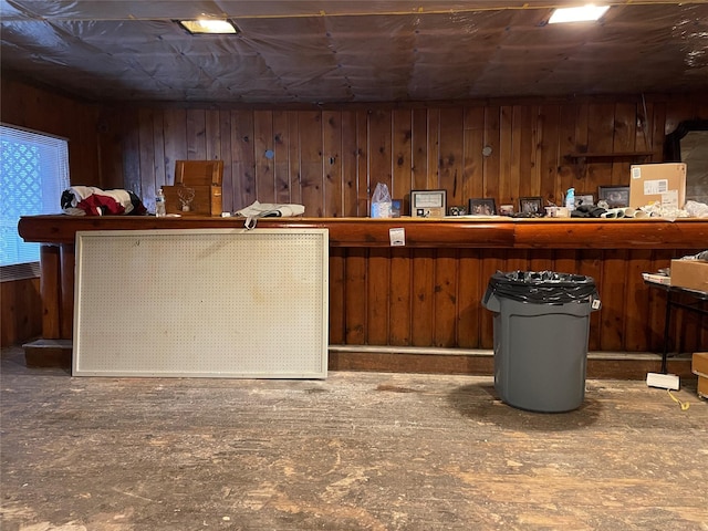 interior space with wooden walls