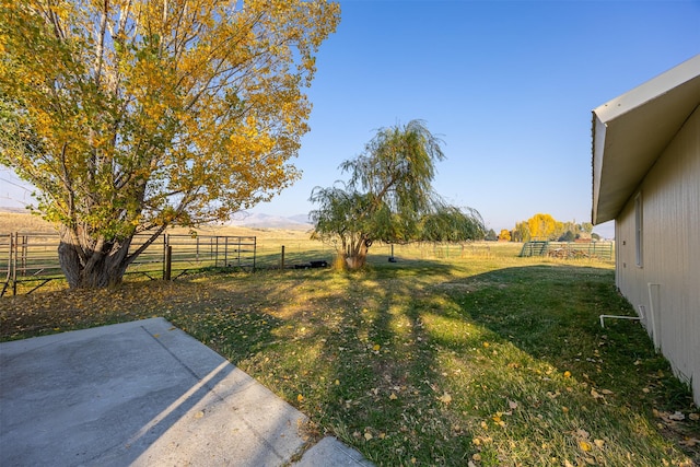 view of yard with a patio and a rural view