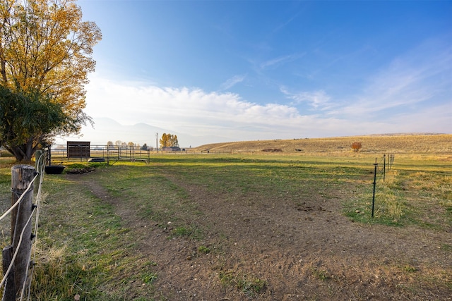 view of yard with a rural view