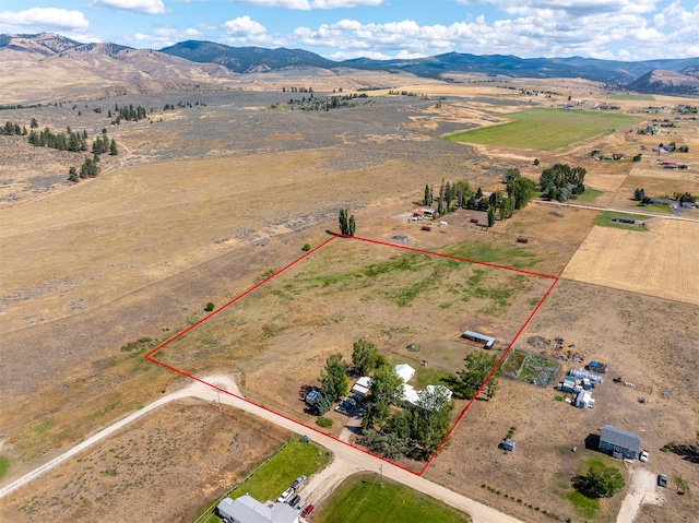 aerial view with a rural view and a mountain view