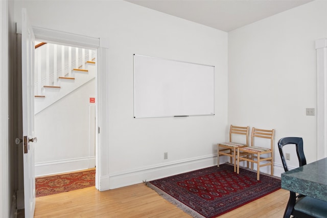 home office featuring wood-type flooring