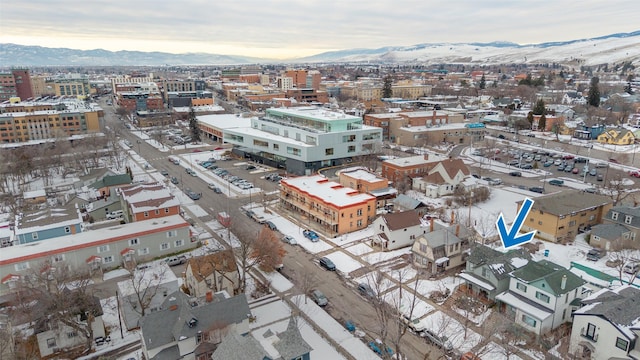 bird's eye view featuring a mountain view