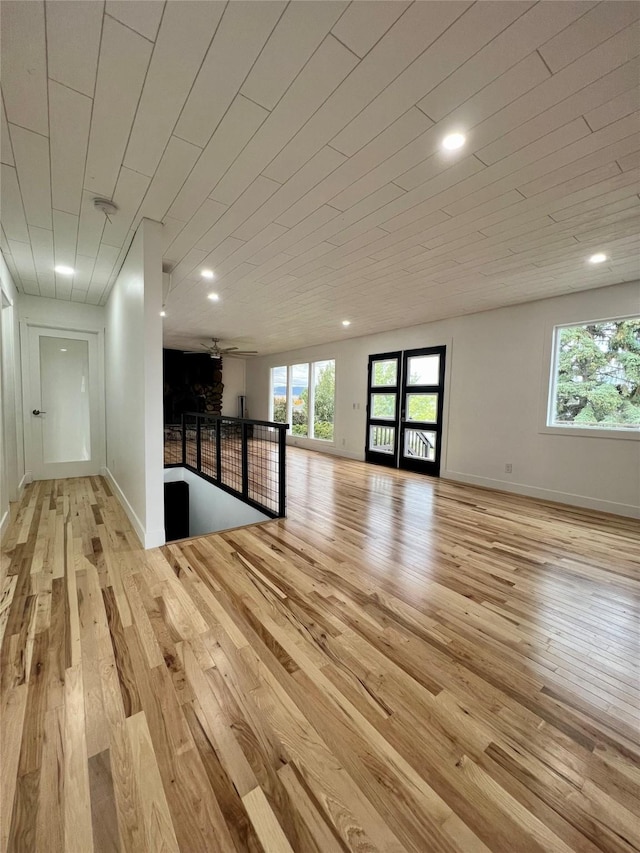 empty room with light wood-type flooring and a wealth of natural light