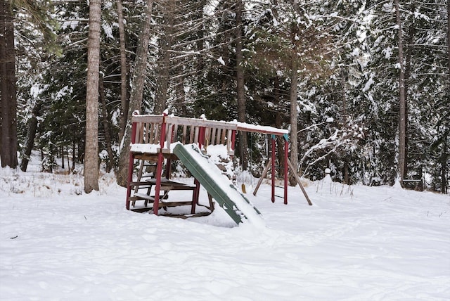 view of snow covered playground