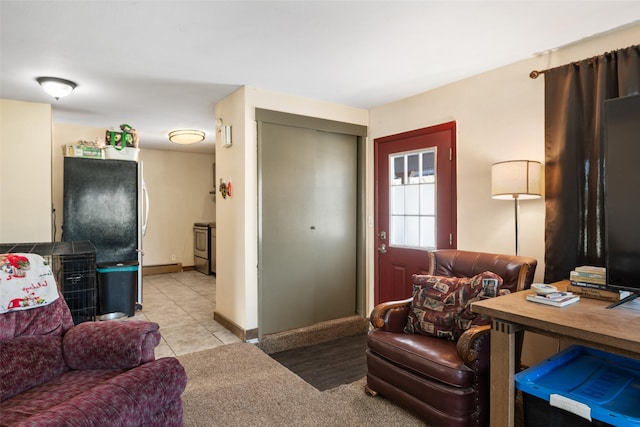 living room with light tile patterned floors