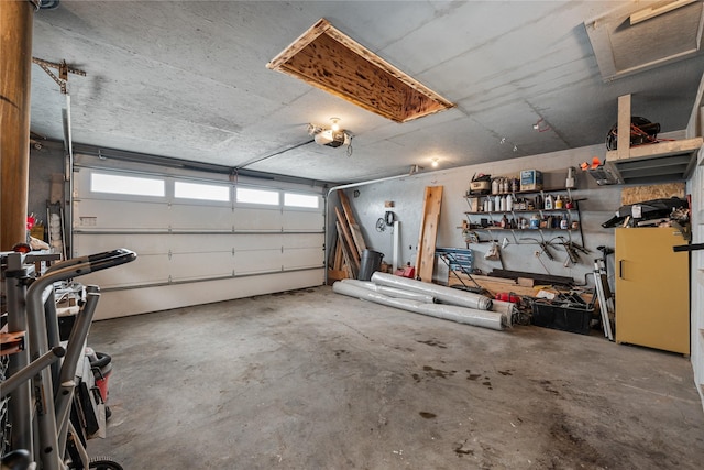 garage with a garage door opener