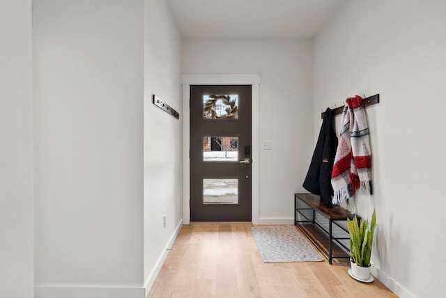 foyer entrance with light wood-type flooring