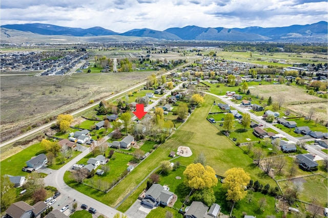 drone / aerial view with a mountain view