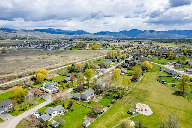 aerial view with a mountain view