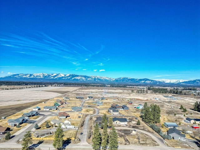 bird's eye view with a mountain view