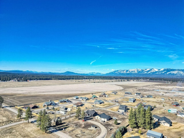 birds eye view of property featuring a mountain view