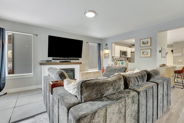 living room with light wood-type flooring