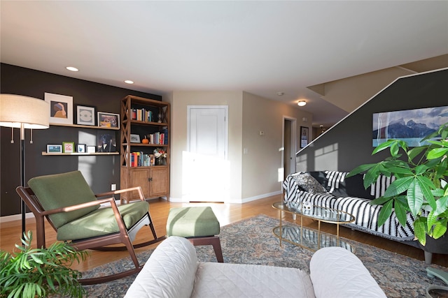 living room with wood-type flooring