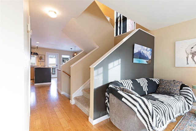 living room with light wood-type flooring