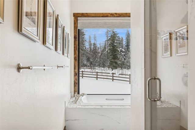 bathroom with independent shower and bath