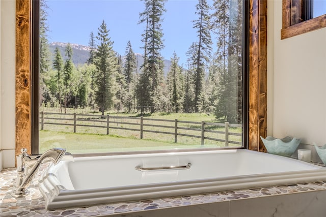 190 Black Bear Ln, Bigfork, MT 59911 - bathroom with a garden tub and a mountain view