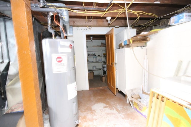 basement featuring water heater