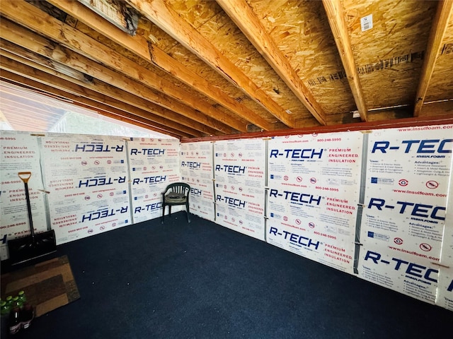 view of unfinished attic